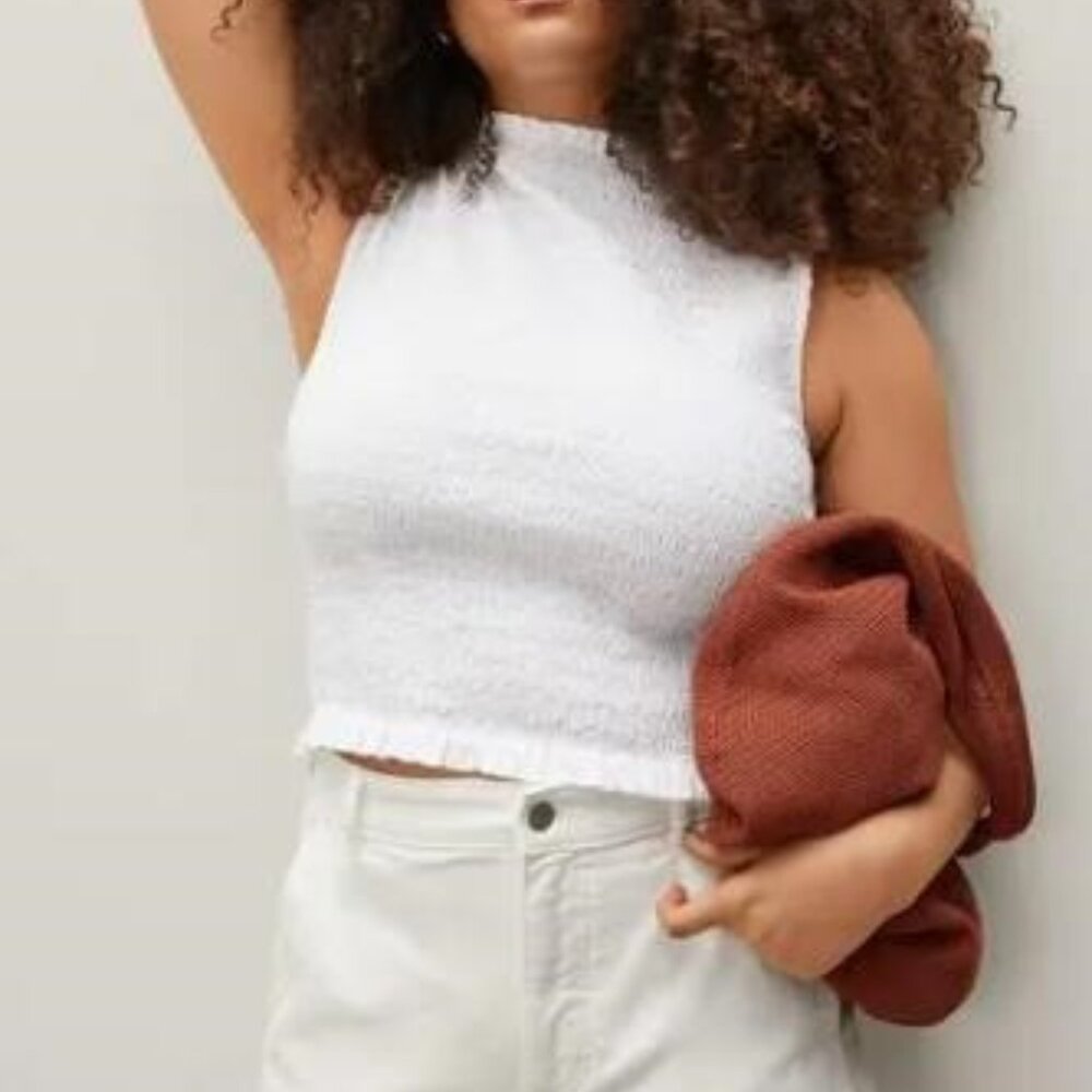 Everlane White Smocked Tank Top